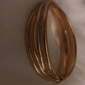 swarovski two-tone crystal bangle bracelet